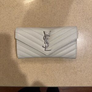 Yves Saint Laurent Quilted Silver Wallet